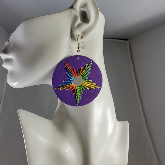 Hand Crafted Jewelry - Kenyan Hand Crafted Wood Earring with Thread